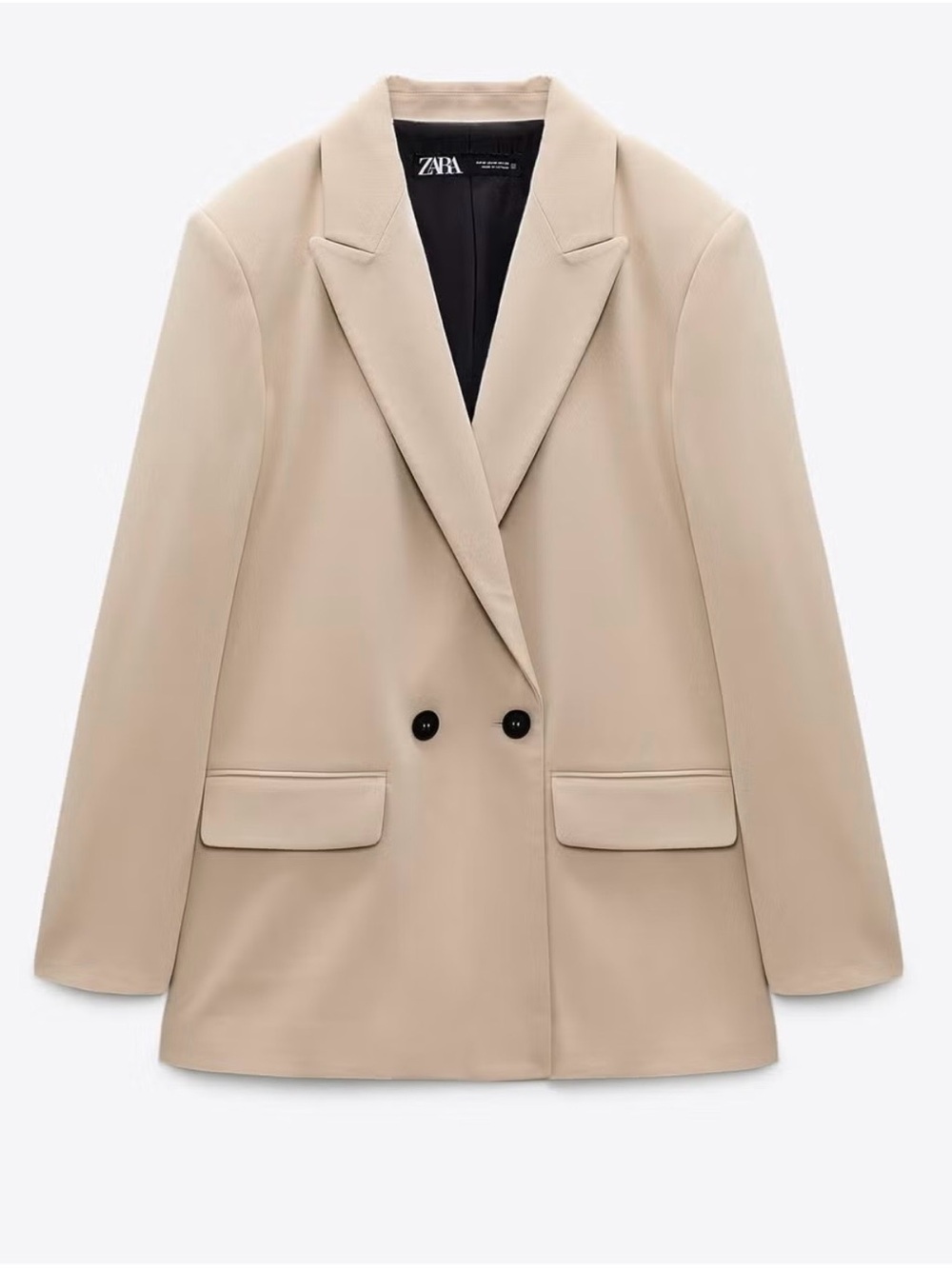 Zara Oversized Double Breasted Blazer Beige Tan Neutral Women's XL